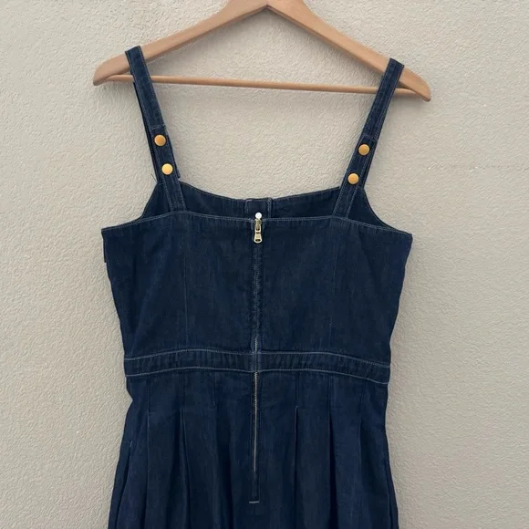 L'agence Esmeralda Pinafore Denim Midi Dress 8 Raleigh Parisian Chic Preppy NWT - Picture 11 of 15